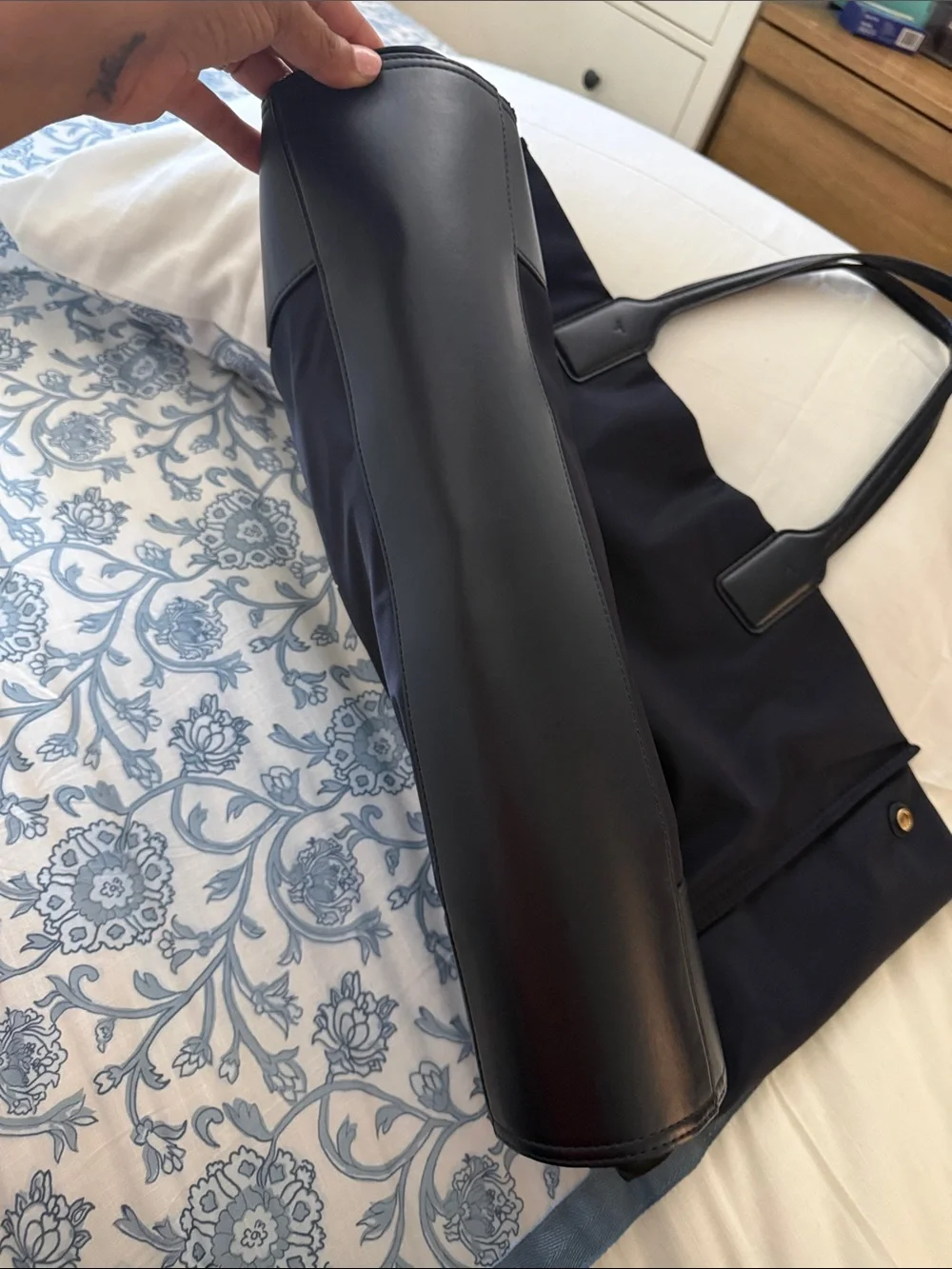 TORY BURCH ELLA LOGO TOTE NAVY BLUE SHOULDER BAG